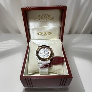 NEW Oniss Paris White MOP Dial White Ceramic Watch